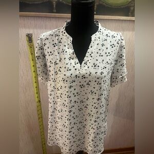 Women's Black and White Floral Top